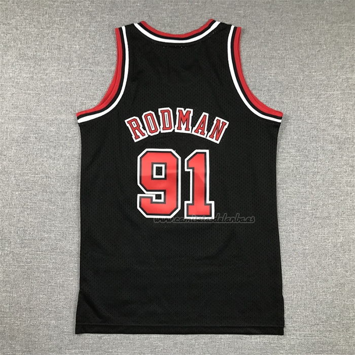Camiseta Nino Chicago Bulls Dennis Rodman NO 91 Mitchell & Ness 1997-98 Negro